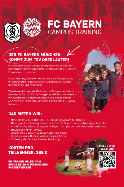 Flyer vom FC Bayern Campus Training beim TSV Oberlauter